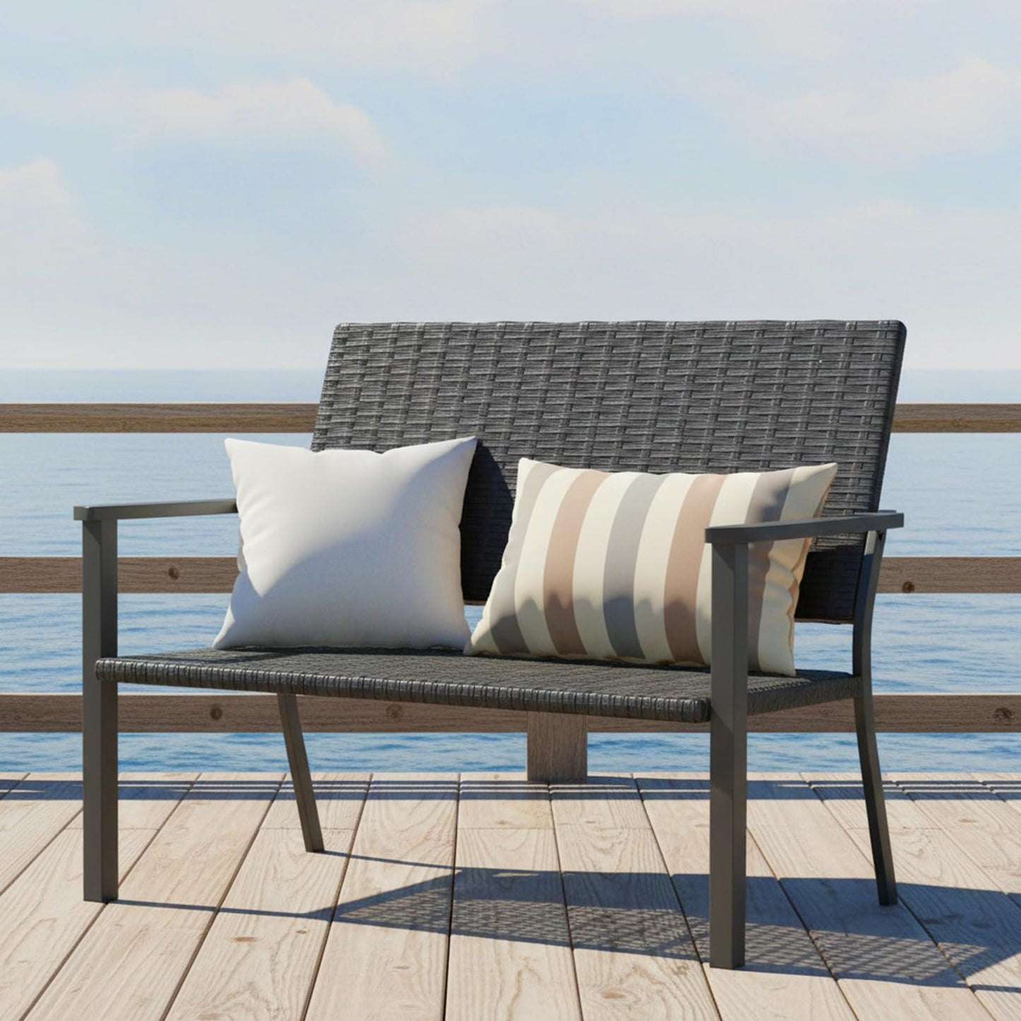 YODOLLA Outdoor Garden Bench, Patio Loveseat with Backrest Armrests