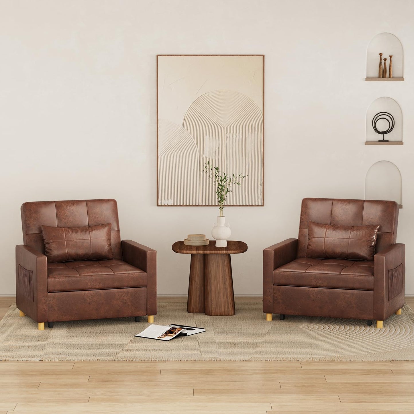 YODOLLA 3 in 1 Chair Bed Sleeper for Adults, Brown