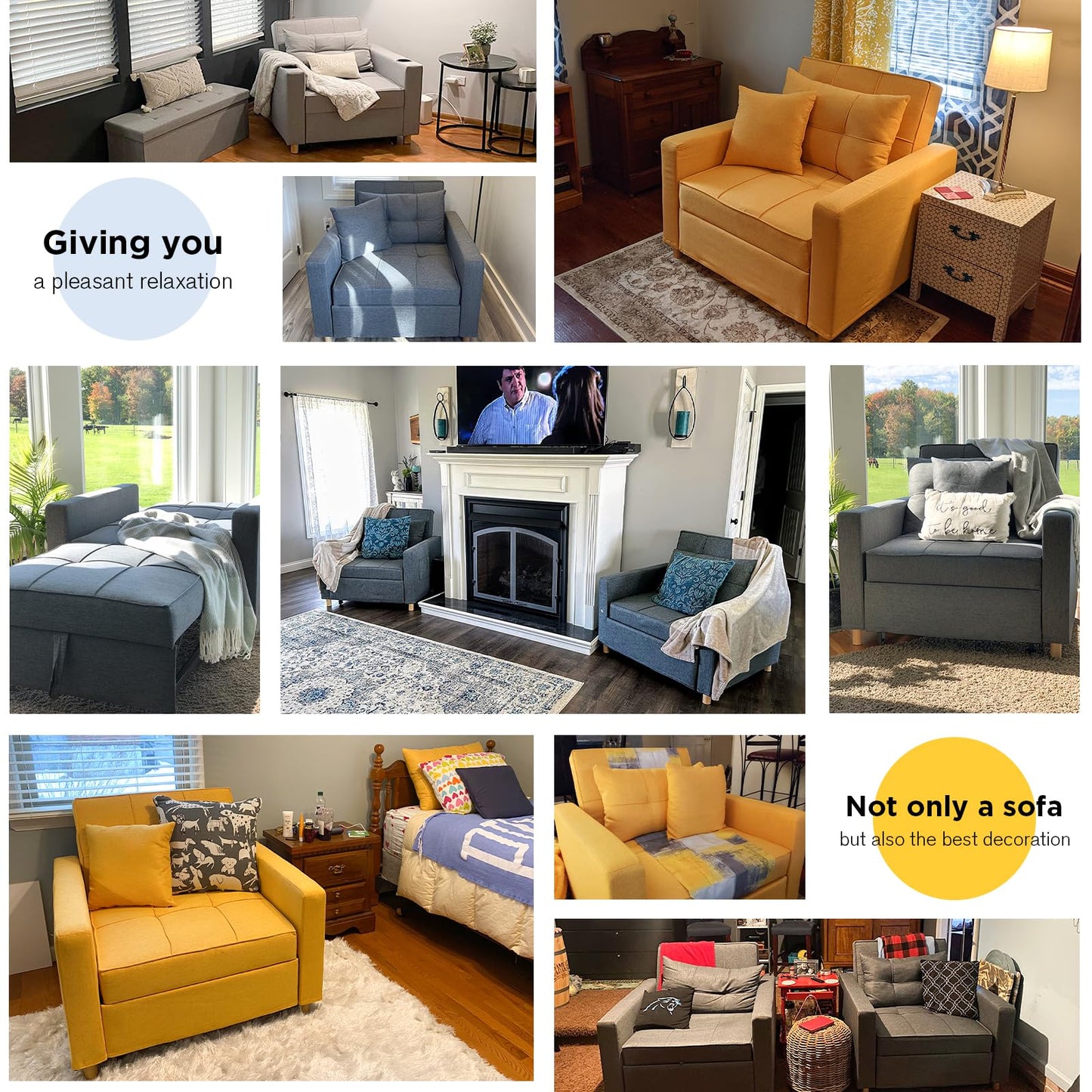 YODOLLA 36" Convertible Chair Bed, White