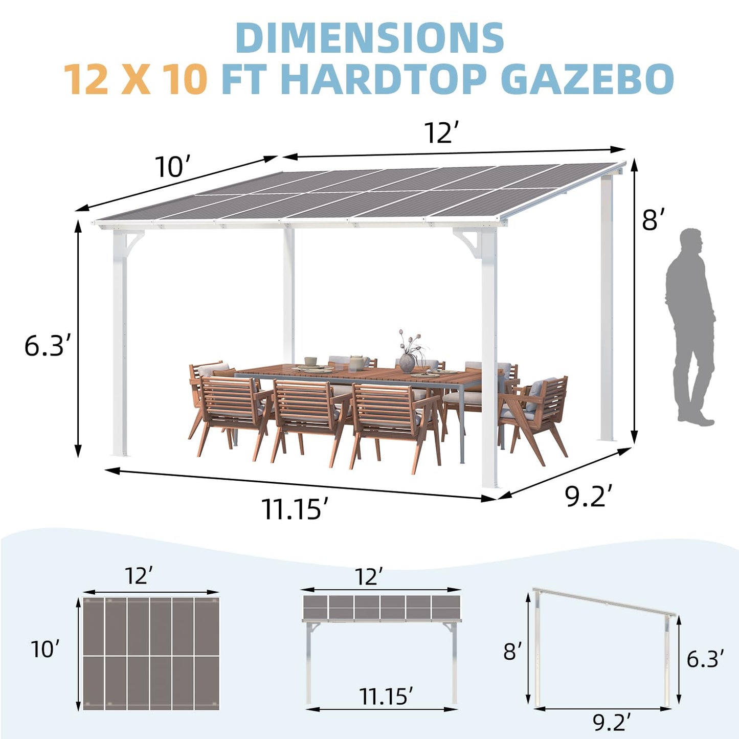 YODOLLA 12x10 White Gazebo
