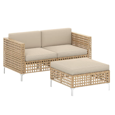 YODOLLA Outdoor Wicker Patio Furniture Sofa, Loveseat+Ottoman