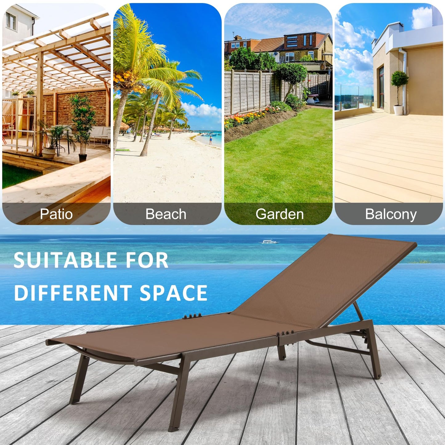 YODOLLA Curved Design Pool Lounge Chairs, Brown