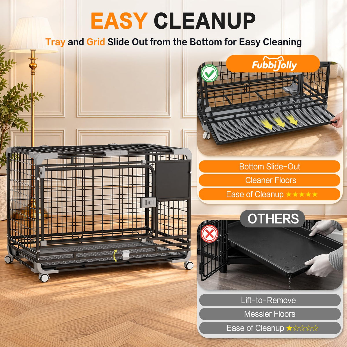 YODOLLA 30" Metal Wire Dog Crate for Small Dogs with Wheels, Black