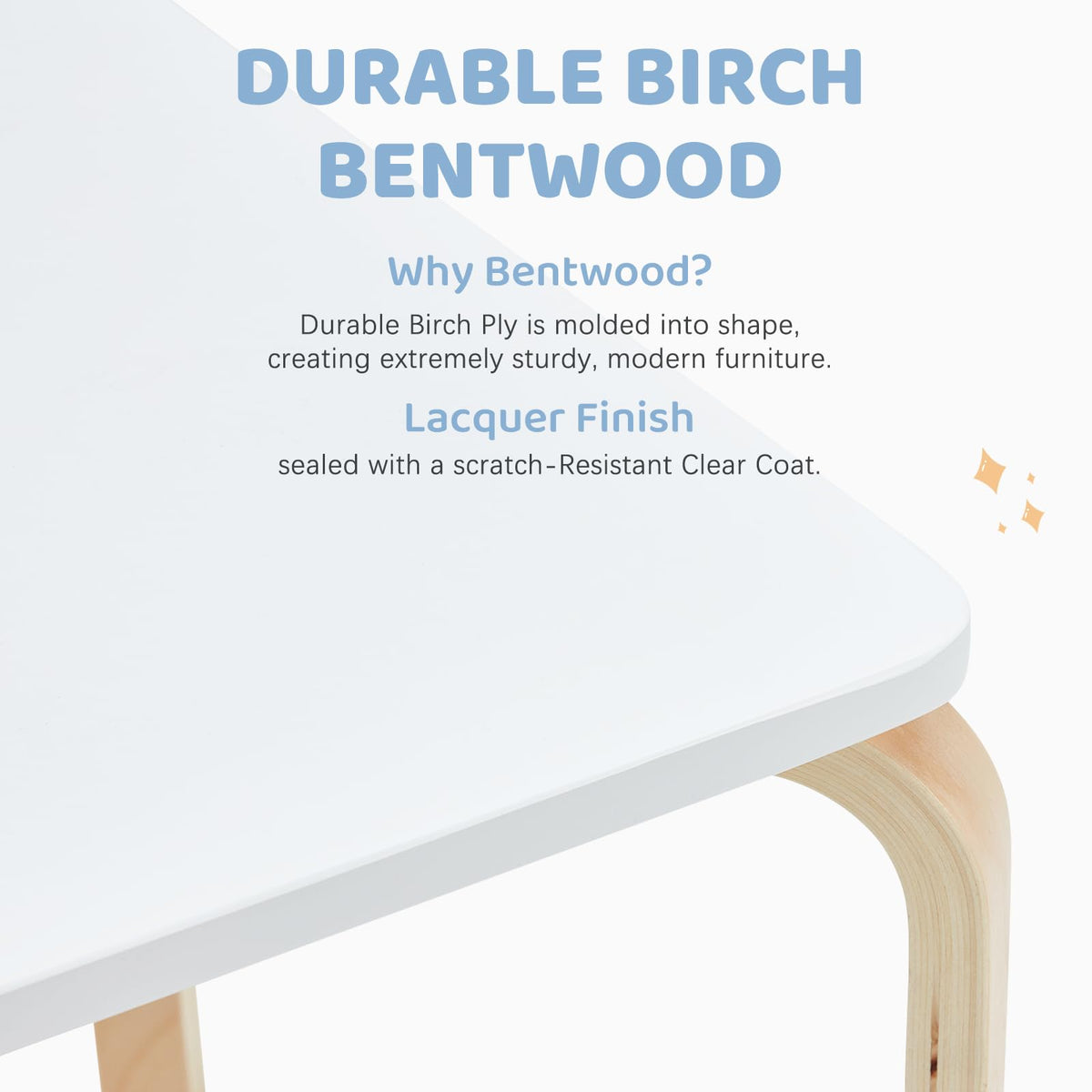 YODOLLA Kids Table and Chair Set, Wooden Toddler Table with 4 Chairs