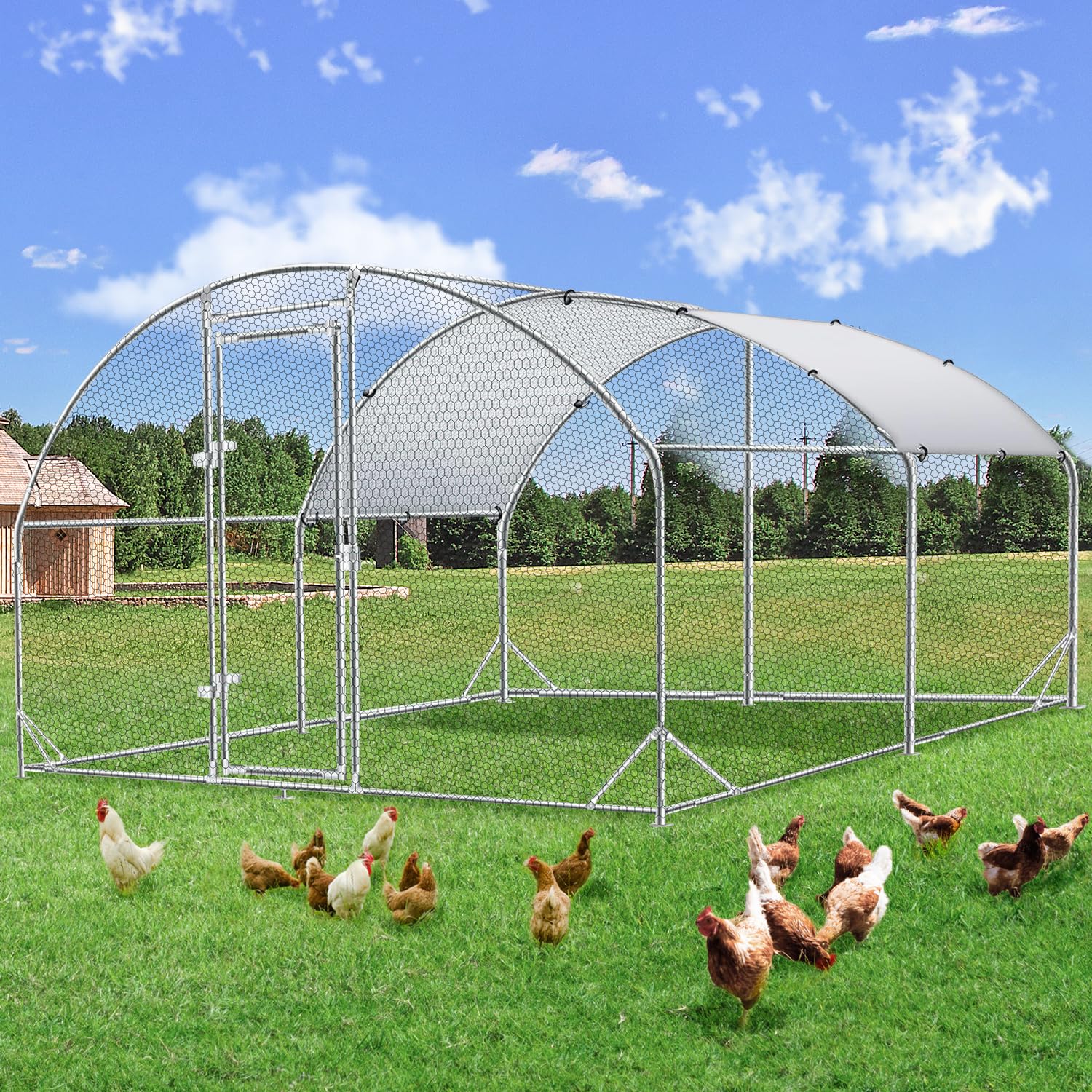 YODOLLA Walk-In Metal Chicken Coop