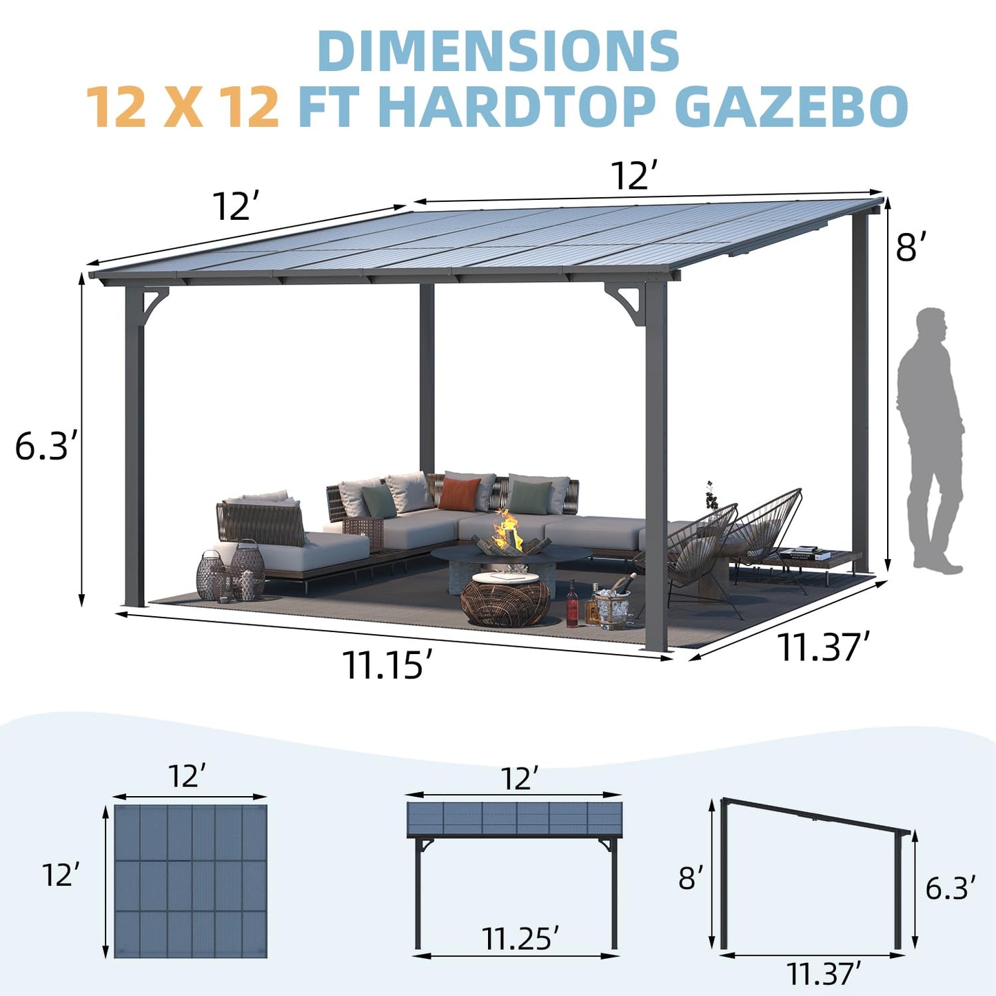YODOLLA grey gazebo.