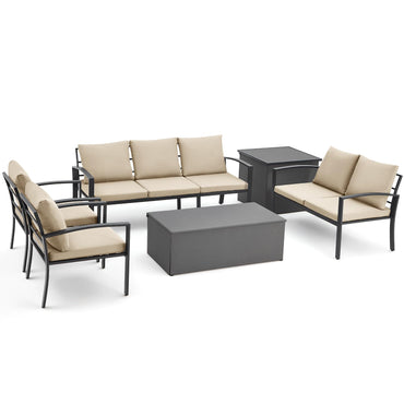 YODOLLA 6 Pieces Metal Patio Furniture Set, Beige