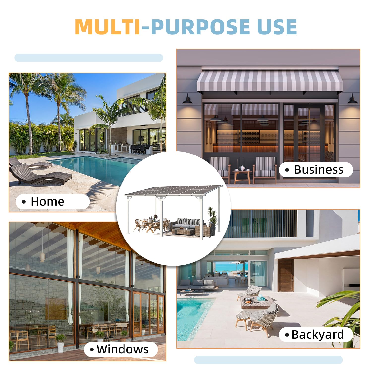 YODOLLA White 10x14 Lean to Metal Gazebo