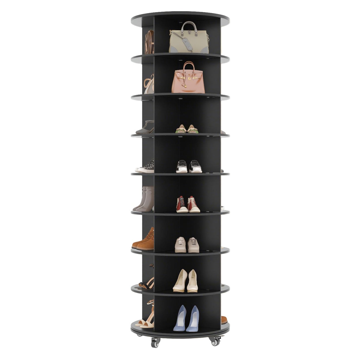 YODOLLA 8 Tier Rotating Shoe Rack Shoe Tower Organizer, Black