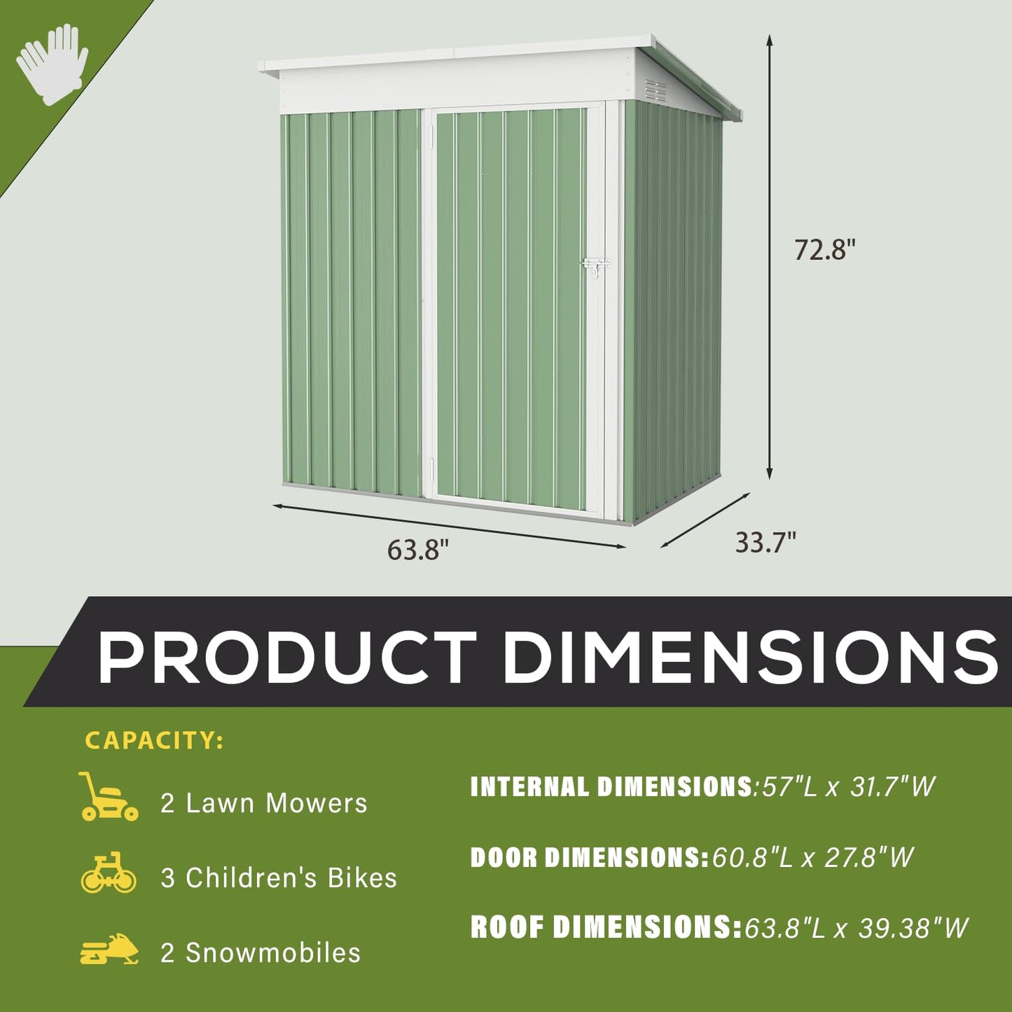YODOLLA 5'x3' Outdoor Storage Shed