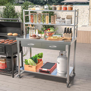YODOLLA Stainless Steel Table with Shelves and Drawer 48"x24" Prep Table for Commercial Kitchen