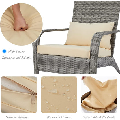 YODOLLA Patio Adirondack Wicker Chair, Grey
