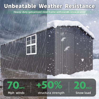 YODOLLA 20' x 10' Outdoor Storage Shed Large Metal Sheds with Windows Utility Tool Storage