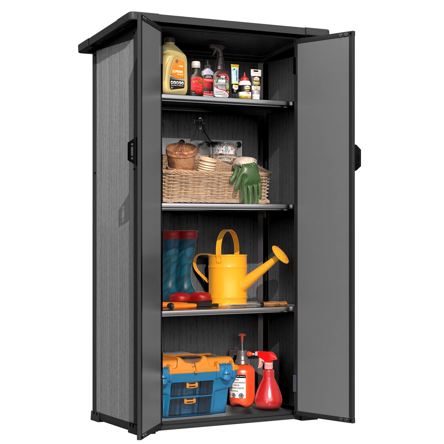 YODOLLA Waterproof Tall Resin Outdoor Storage Cabinet with Adjustable Shelves