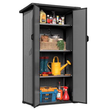 YODOLLA Waterproof Tall Resin Outdoor Storage Cabinet with Adjustable Shelves