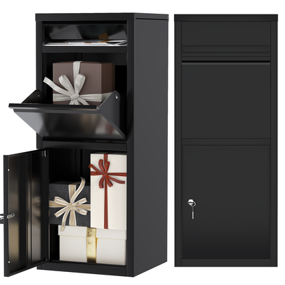 YODOLLA Package Delivery Box for Outside Anti-Theft Parcel Drop Box with Lock, Black
