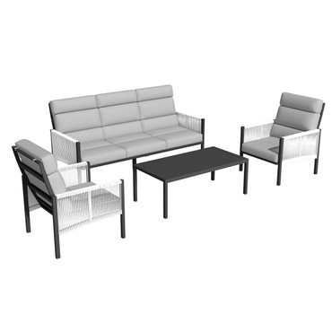 YODOLLA 4 Pieces Aluminum Patio Furniture Set with PE Rope Armrest, Light Grey