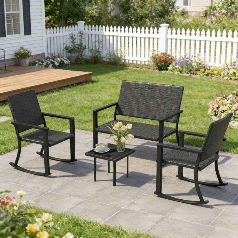 YODOLLA 4PCS Outdoor Dining Set, Metal Frame Patio