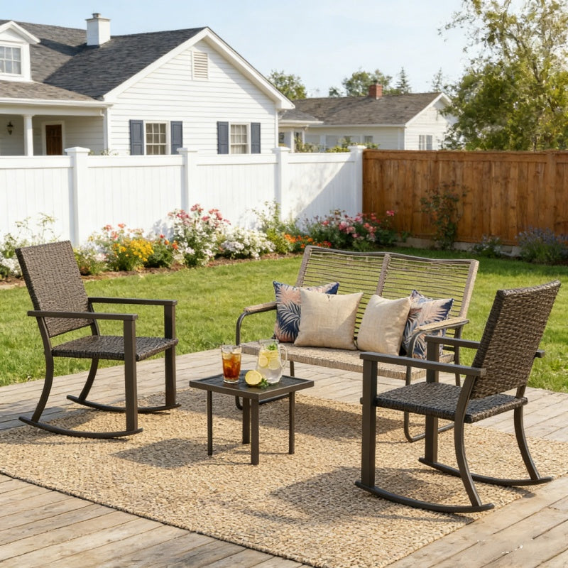YODOLLA 4PCS Outdoor Dining Set, Metal Frame Patio