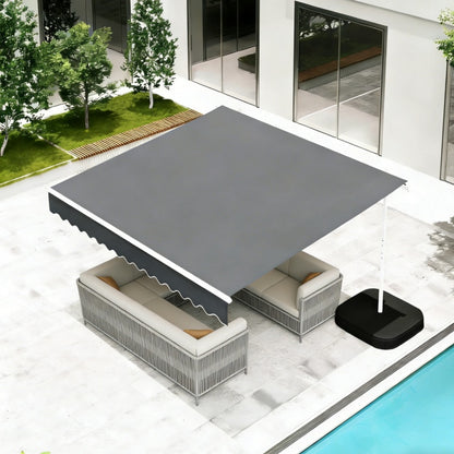 YODOLLA 10'x8' Awning Free Standing Retractable Awning with Weighted Base