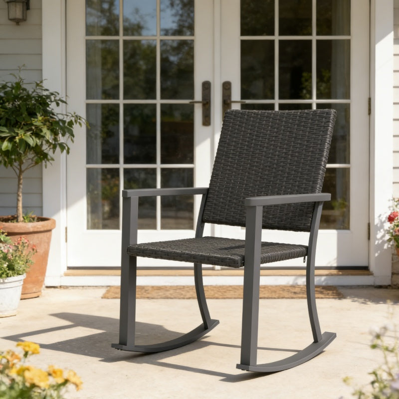 YODOLLA Outdoor Rattan Patio Chairs with Armrests and Metal Frame (1pcs)