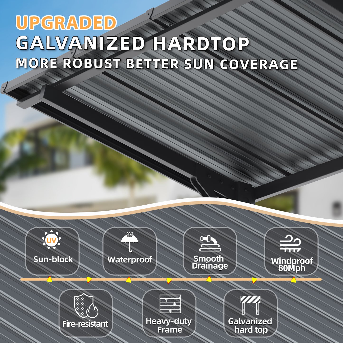 YODOLLA 16'x10' Freestanding Gazebo Outdoor Lean to Hardtop Metal Carport Pergolas
