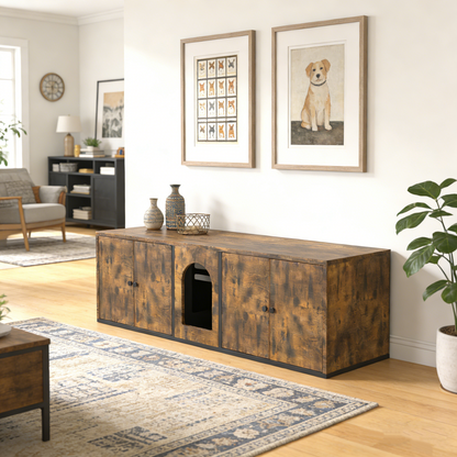 YODOLLA Cat Litter Box Enclosure with Double Room and Large Storage Space