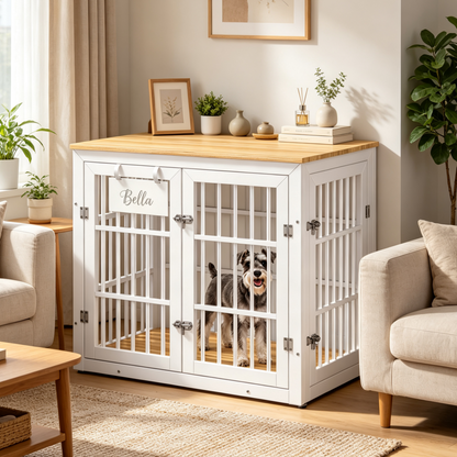 YODOLLA 32'' Dog Crate Furniture for Medium Breed, White