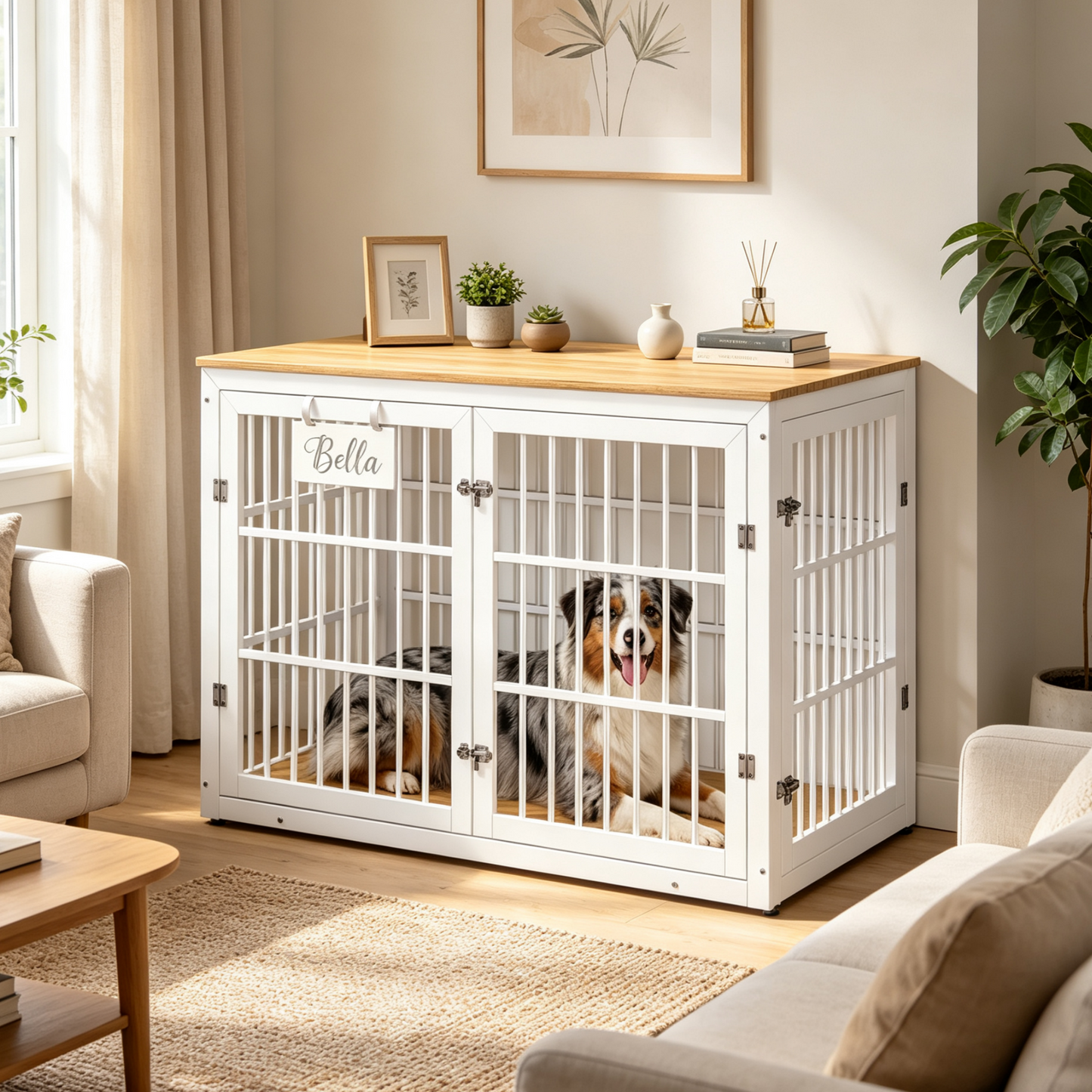 YODOLLA 42'' Dog Crate Furniture for X-Large Breed, White