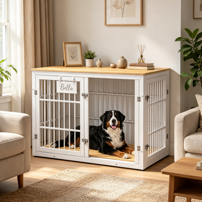 YODOLLA 46'' Dog Crate Furniture for XX-Large Dogs, White