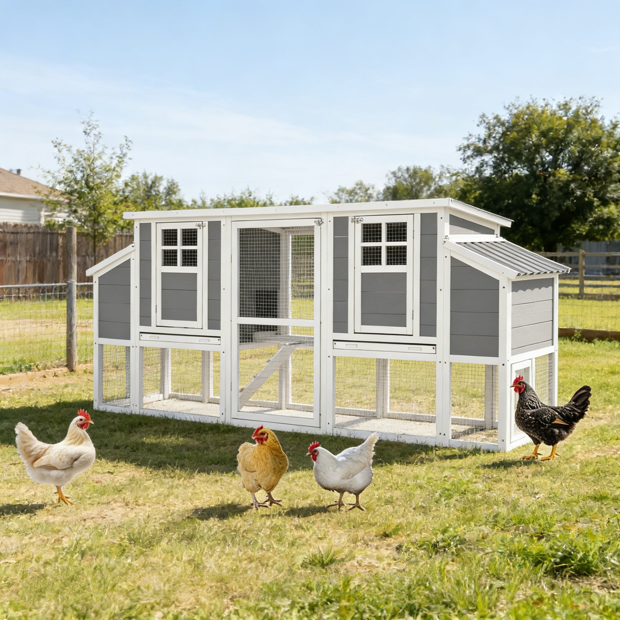 YODOLLA 98'' Extra Large Chicken Coop with Run | Outdoor Wooden