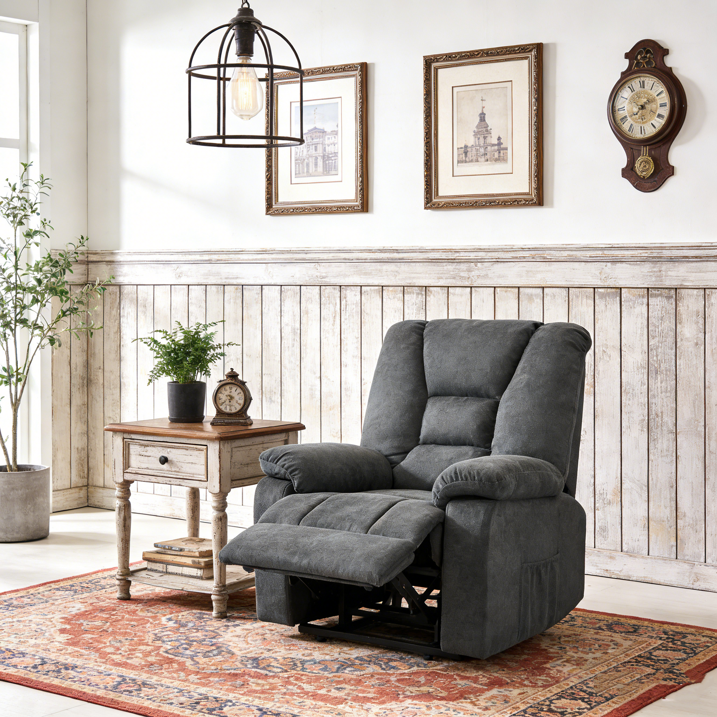 YODOLLA Massage Power Lift Recliner for Elderly, Electric Lift Chair, Carbon Fiber, Grey