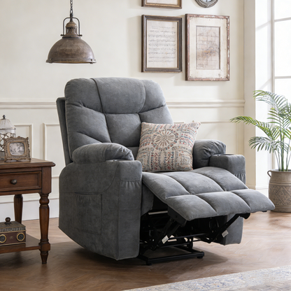 YODOLLA Massage Power Lift Recliner for Elderly, Linen Fabric, Blue Grey