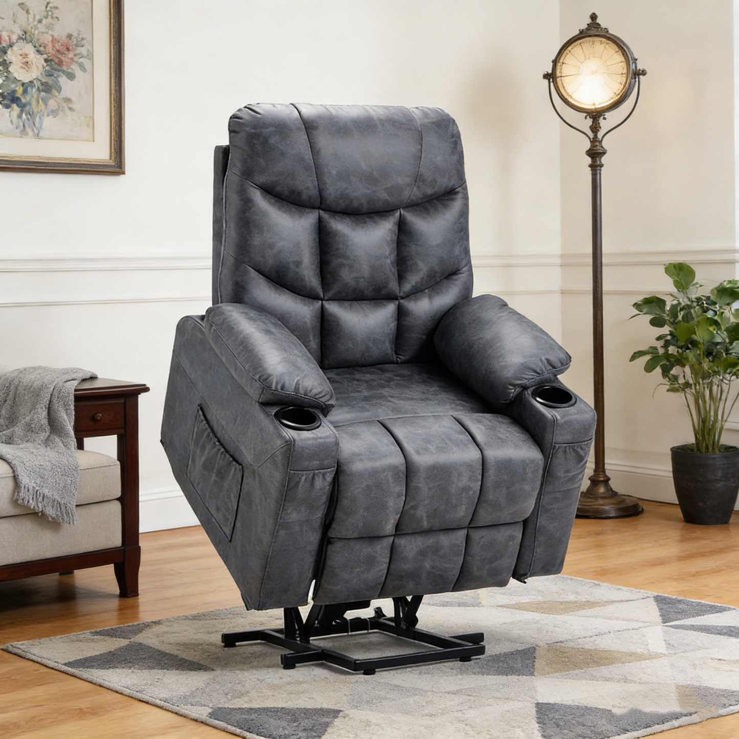YODOLLA Massage Power Lift Recliner for Elderly, Faux Leather, Bronze Dark Grey