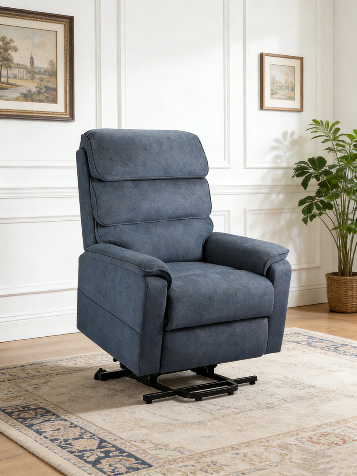 YODOLLA Electric Dual Motor Power Recliner Lift Chair for Elderly, Textile, Blue