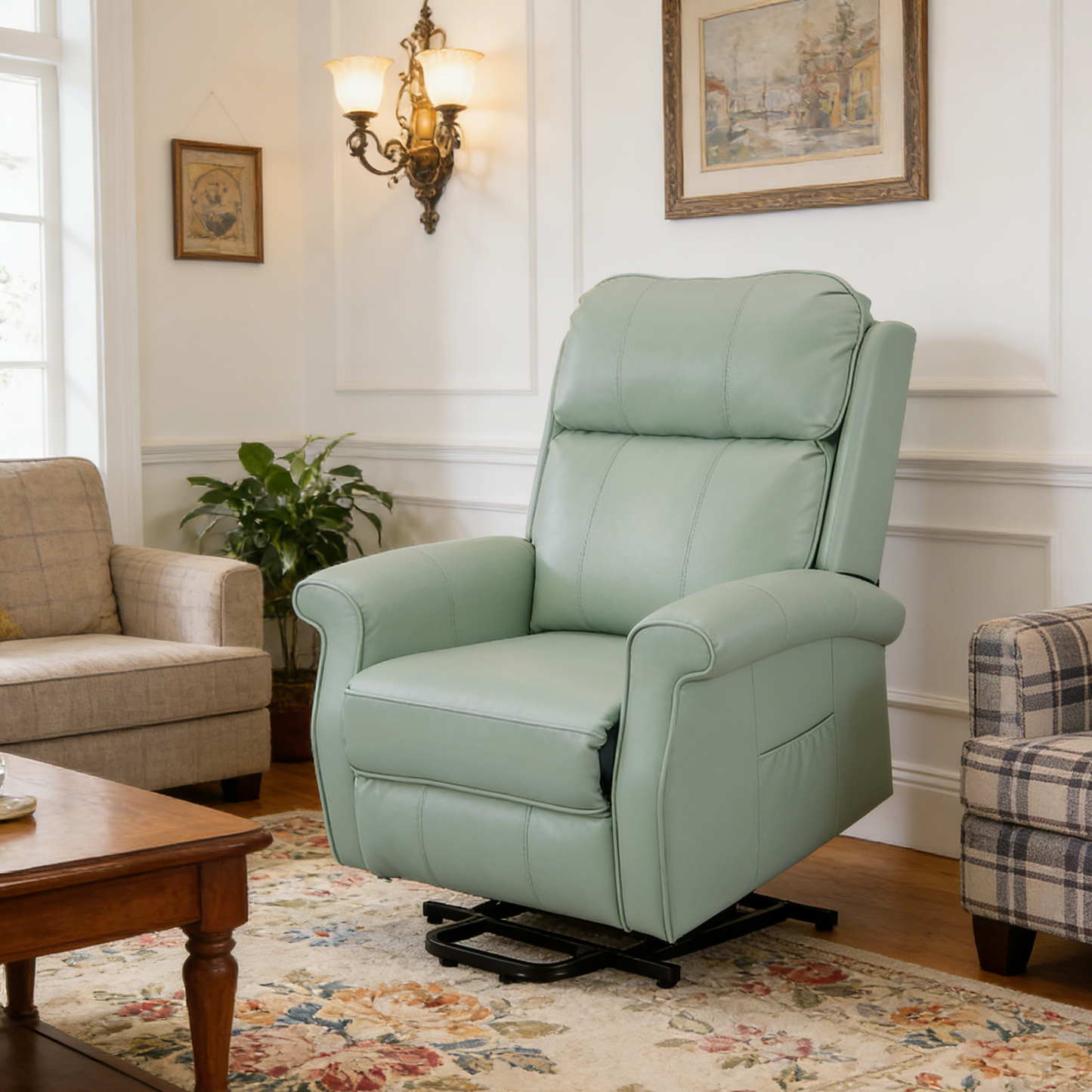 YODOLLA Electric Power Lift Recliner Chair for Elderly, Faux Leather, Mint Green