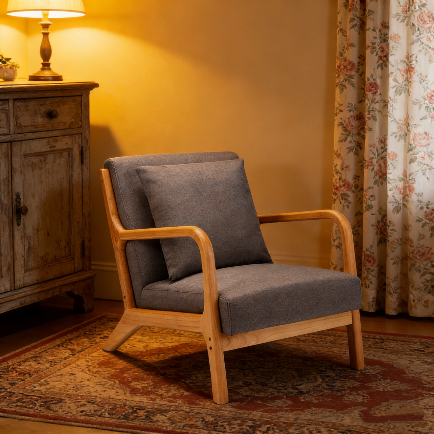 YODOLLA Accent Chair Reading Armchair, Linen Gray