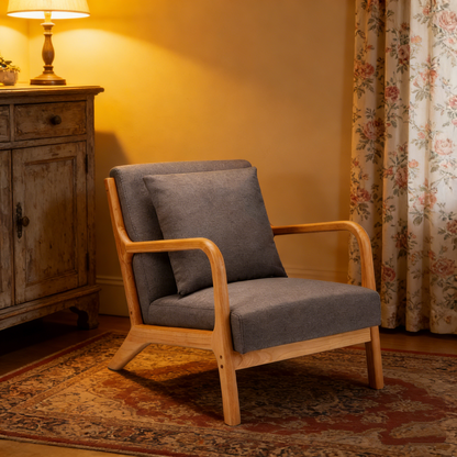 YODOLLA Accent Chair Reading Armchair, Linen Gray