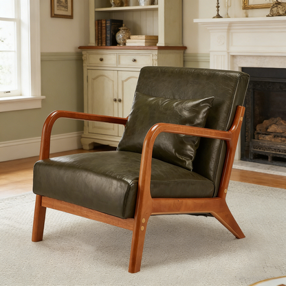 YODOLLA Accent Chair Reading Armchair, PU Leather Green