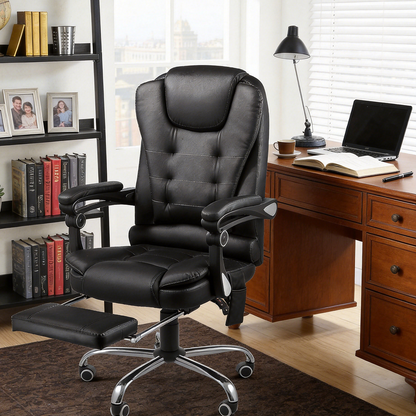 YODOLLA Ergonomic Office Chair with Heat&Massage, PU Leather Black
