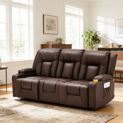 YODOLLA Home Theater Seating, 2-Cup Holders, Brown