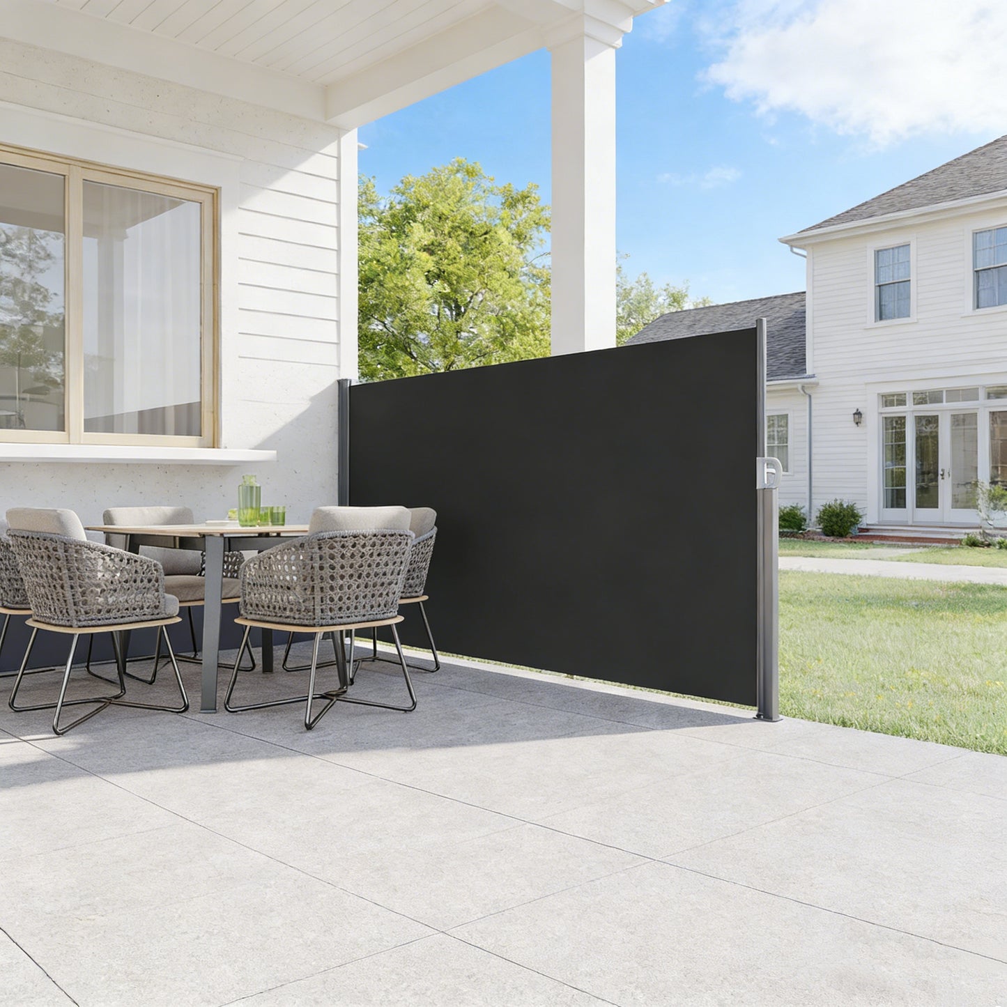 YODOLLA 118"x 63" Splashproof Retractable Side Awning, Black