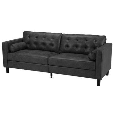 YODOLLA 84.2" 3-Seats Large Sofa Couch Couch, Faux Leather Black