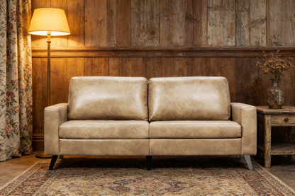 YODOLLA 79 Inch Sofa Couch for Living Room, Faux Leather, Beige