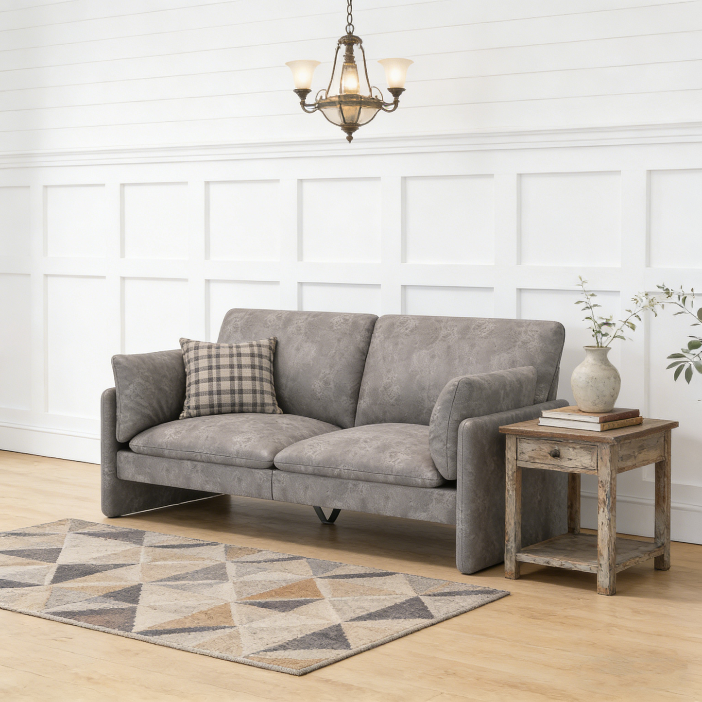 YODOLLA 68'' Modern Love Seat Sofa Couches, Faux Leather Gray