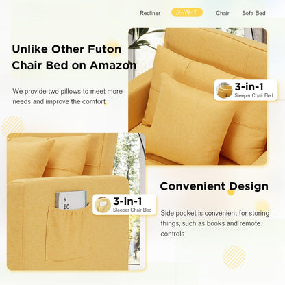 YODOLLA 3 in 1 Chair Bed Sleeper for Adults, Yellow