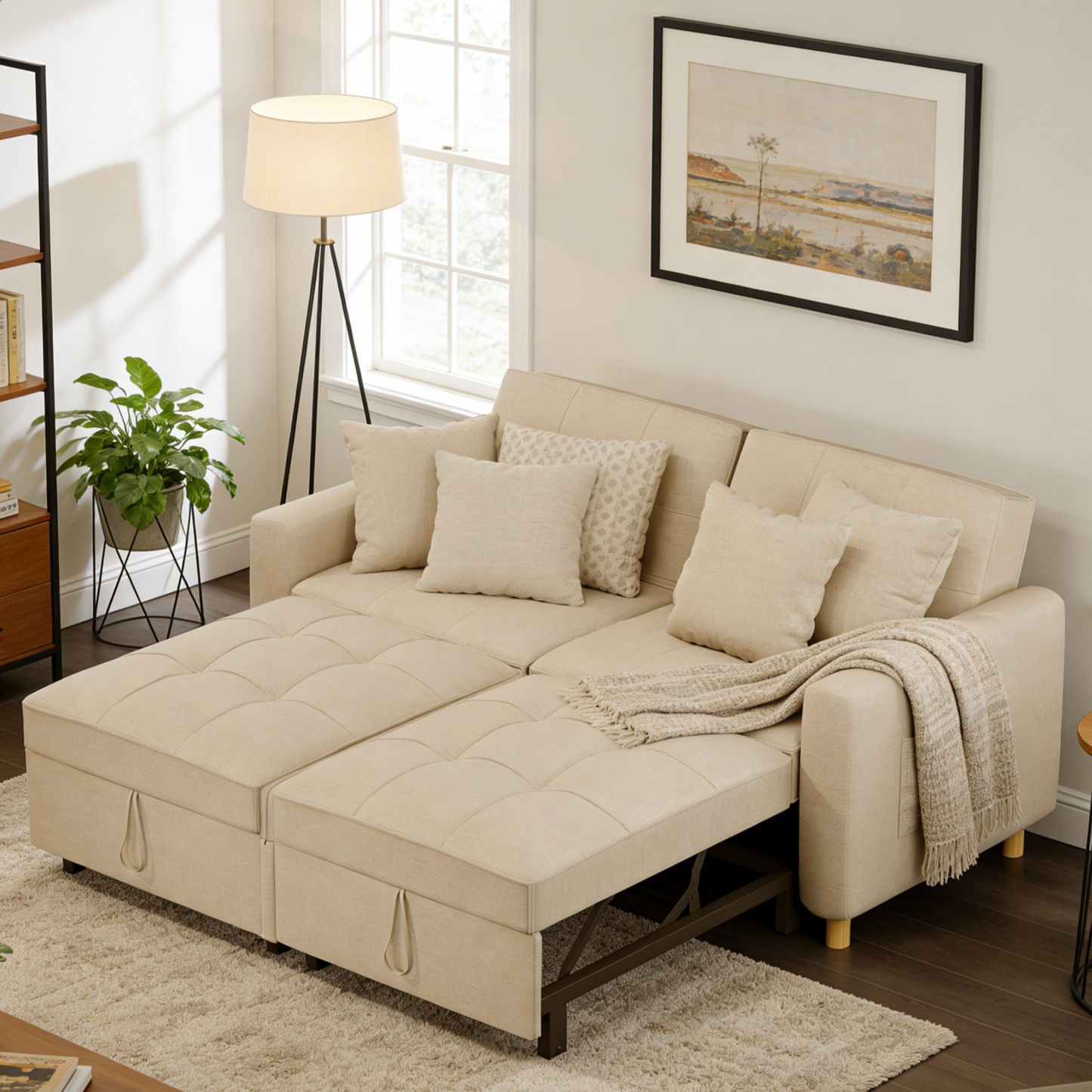 YODOLLA Comfortable 3-1 Convertible Sofa Bed,Beige
