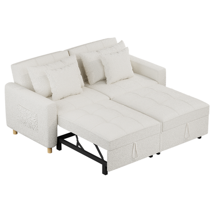 YODOLLA Comfortable 3-1 Convertible Sofa Bed,Teddy White