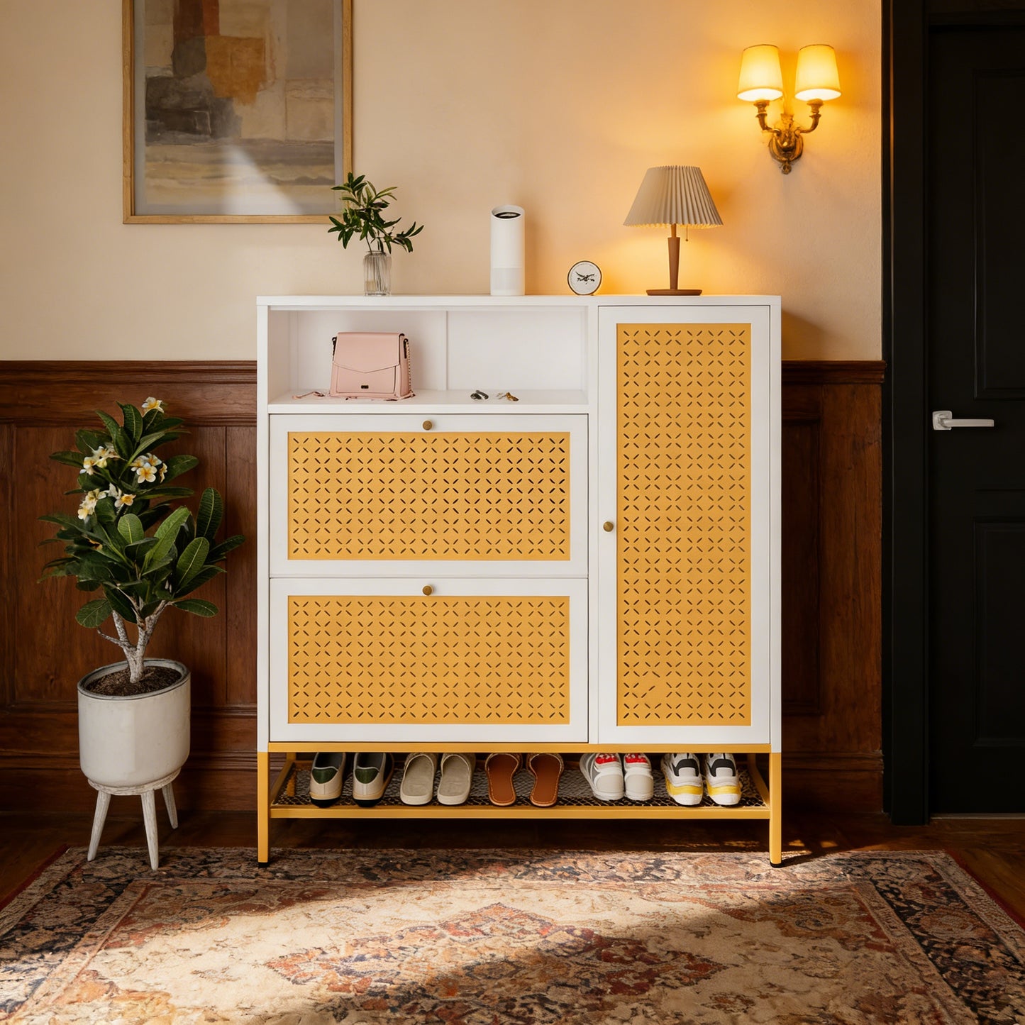 YODOLLA Shoe Storage Cabinet with 2 Flip Drawers Hidden Shoe Organizer