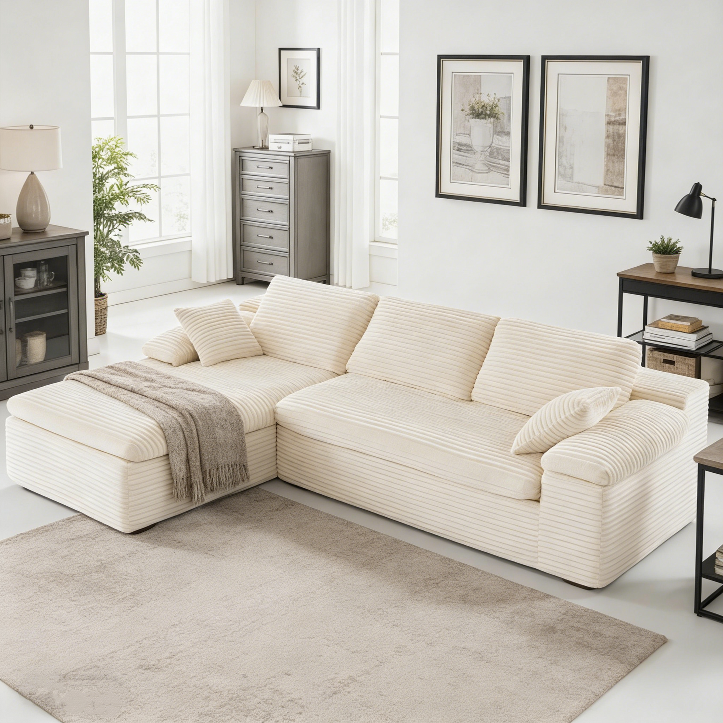 YODOLLA 110" L Shaped Modular Sectional Sofa Cloud Boneless Couch